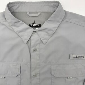 Habit Fishing Shirt Mens 2XL Dusk Grey Short Sleeve Solar Factor UPF 40 Fishing